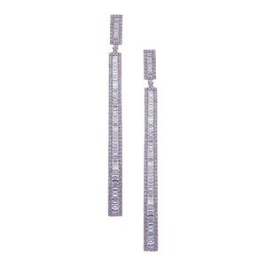 Baguette Diamond 18K White Gold Drop 238 Diamonds Earrings